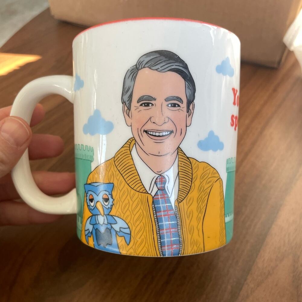 Mr. Rogers Illustrated Ceramic Mug - Yellow Cable Cardigan